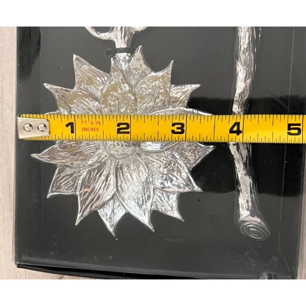 NIB Aluminum Salad Servers Set Sunflower Rose Floral Silver Wedding Party Gift
